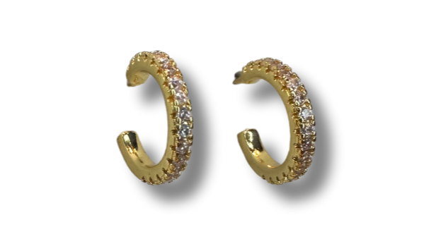 Gylltir crystal hoops