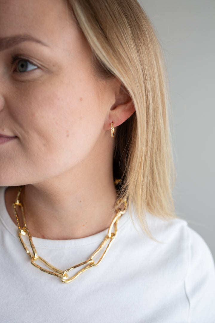 Gylltir crystal hoops